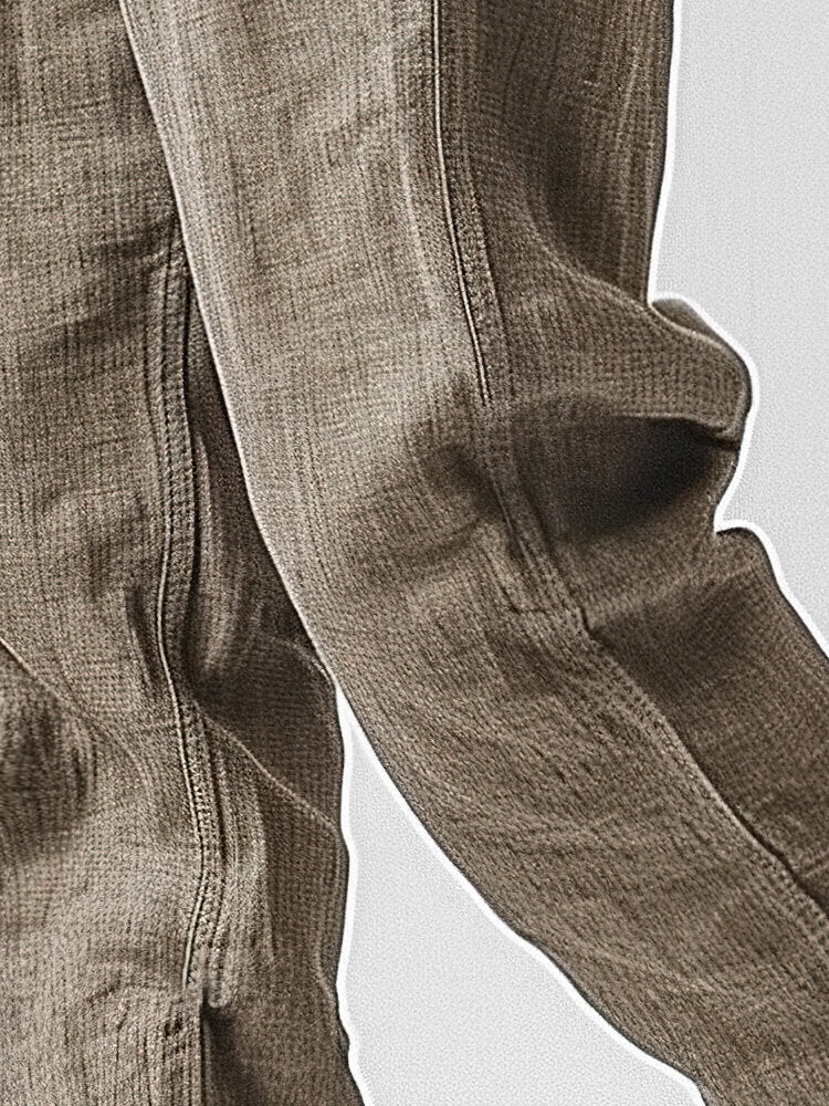 Mens Solid Casual Loose Drawstring Waist Pants With Pocket