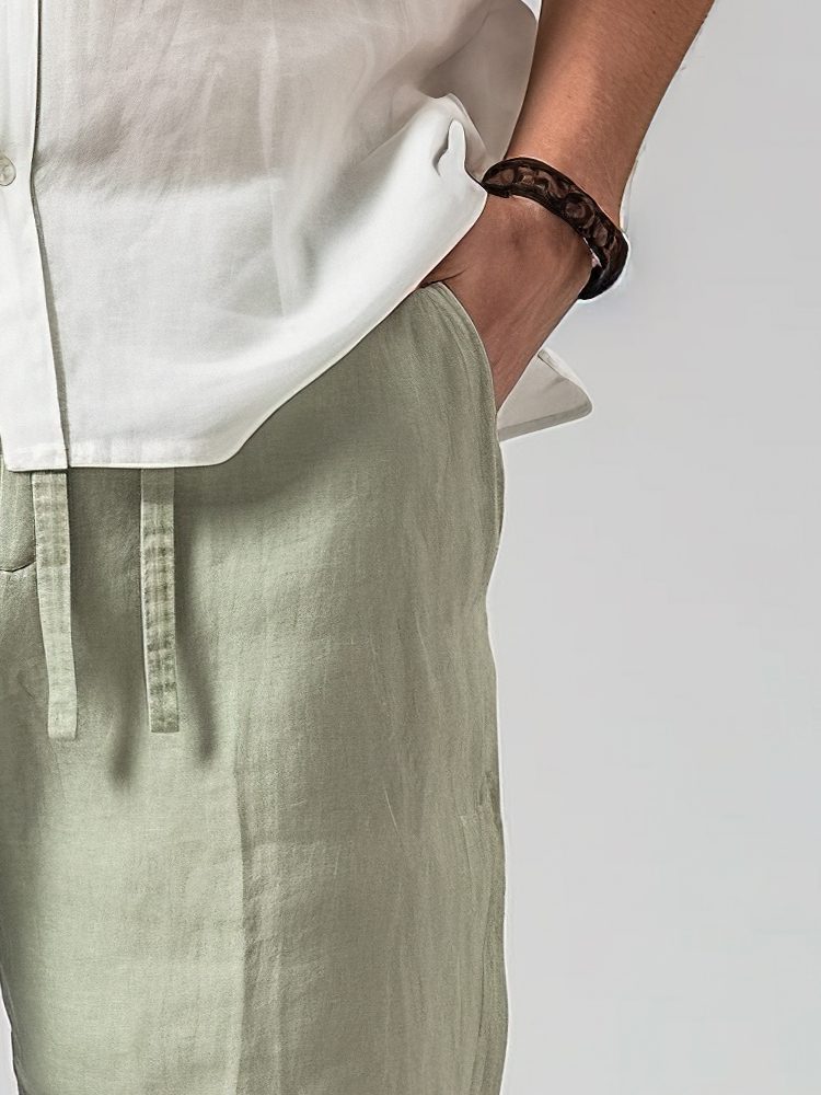 ChArmkpR Mens Solid Cotton Casual Loose Drawstring Waist Pants