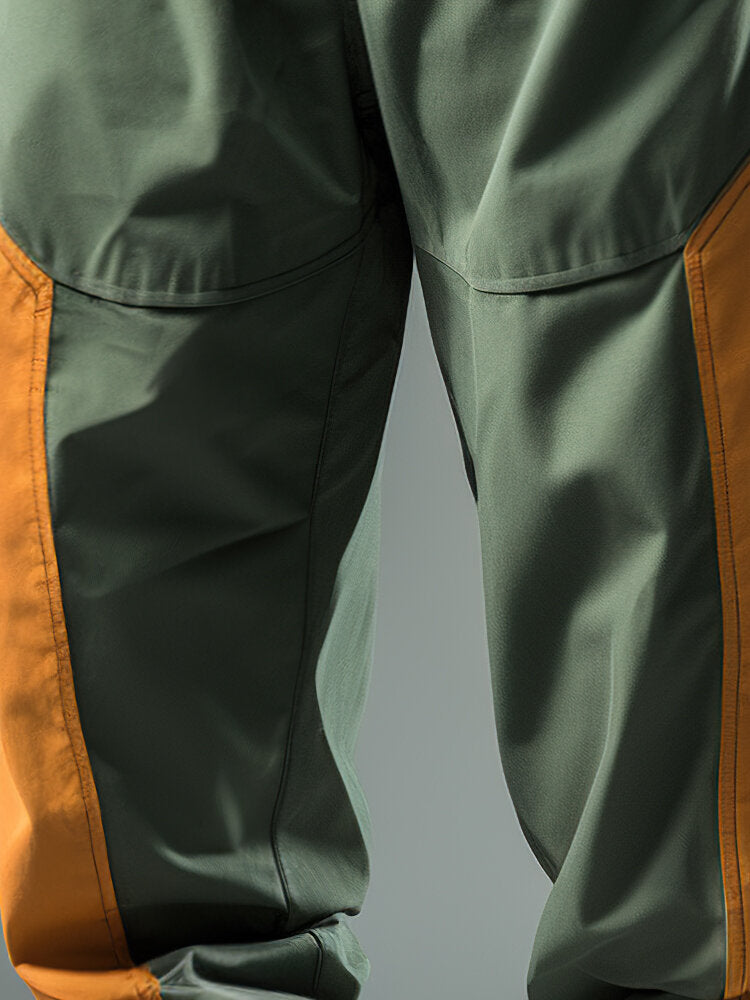 Mens Two Tone Patchwork Drawstring Waist Loose Jogger Pants