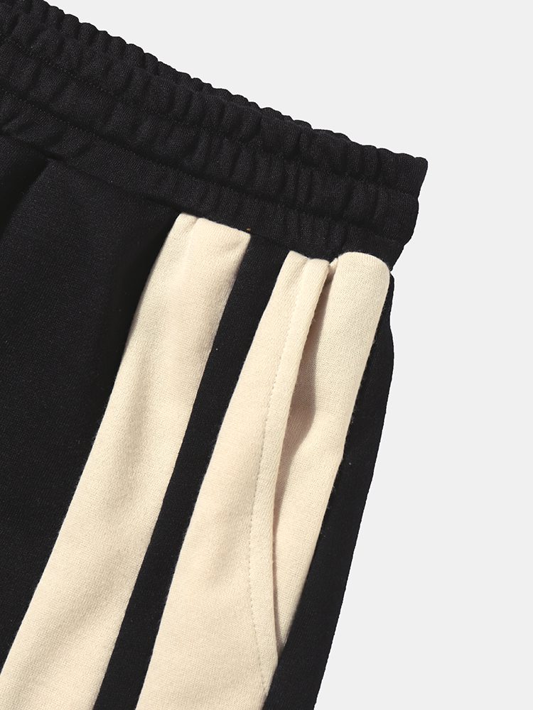 ChArmkpR Mens Smile Face Print Contrast Patchwork Loose Cuffed Sweatpants